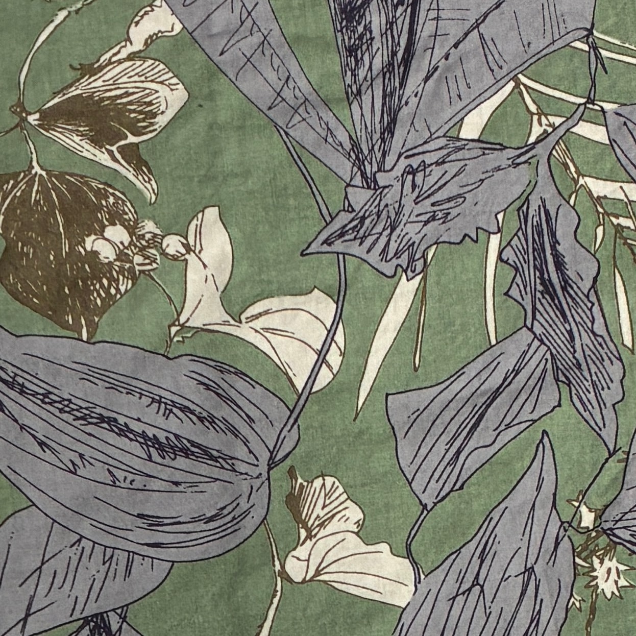 リーフプリント　カーキ